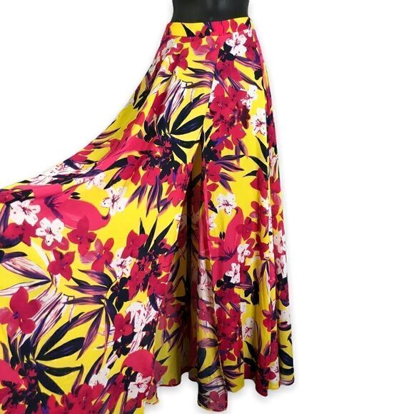 Nadine Merabi Camilla Floral Print Skirt in Pink Yellow Floral Maxi Length - Picture 10 of 10